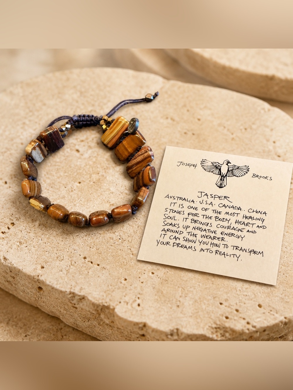 NEW! Joseph Brooks Brown Jasper Bead Bracelet